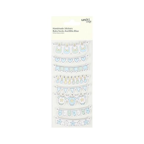 Uniti Craft Adults Baby Embellishments - Socks And Bibs Blue 8Pc