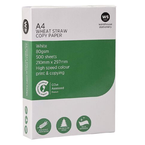 WS Photocopy Paper Wheat Based 80gsm 500 Sheet Ream White A4