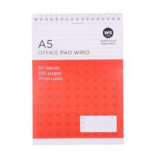 WS 7mm Wire-o A5 Notepad 80gsm White 50 Pages