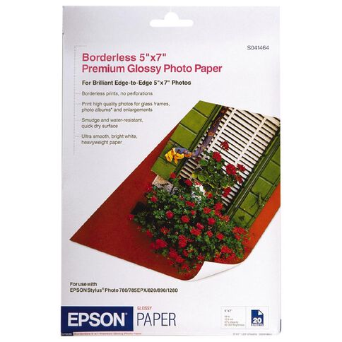 Epson Photo Paper S041464 Glossy 255gsm 5 x 7 20 Pack