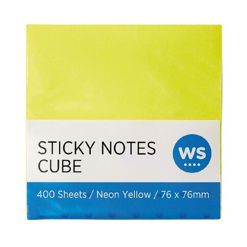 WS Cube Sticky Notes 76mm x 76mm 400 Sheet Yellow Multi-Coloured