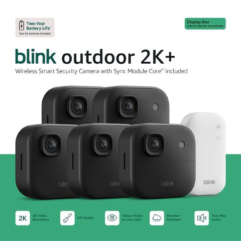 Blink Outdoor 2K+ With Sync Module Core 5 Pack Black