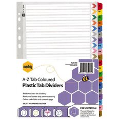 Marbig Dividers Plastic Reinforced Colour A-Z Tab A4