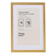 Living & Co Platinum Metal Photo Frame Gold 5in x 7in