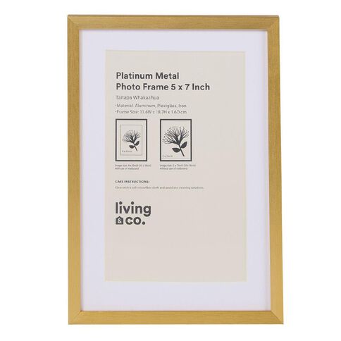 Living & Co Platinum Metal Photo Frame Gold 5in x 7in