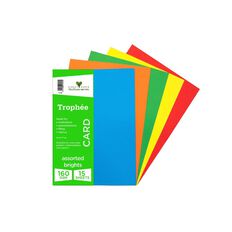Trophee Card 160gsm 15 Pack Brights Assorted A4