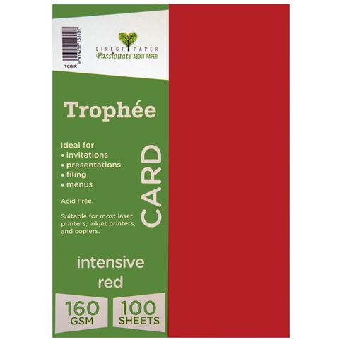 Trophee Card 160gsm 100 Pack Intensive Red A4
