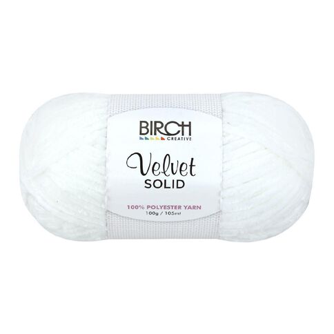 Birch Velvet Yarn 100% Polyester 100G White