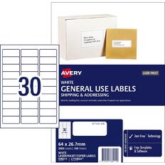 Avery General Use 3000 Labels White 64mm x 26.7mm