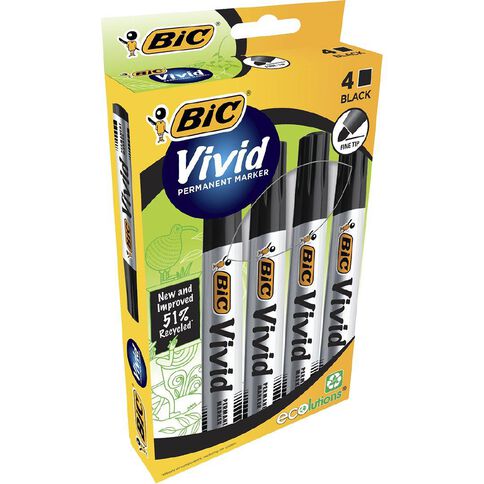 Bic BIC Vivid Permanent Marker Black Box 4 Black 4 Pack
