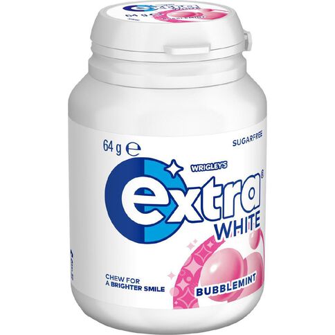 Extra White Bubblemint Chewing Gum SF Bottle 46 Piece 64g