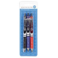 WS Retractable Metal Barrel Gel Pen Assorted 3 Pack