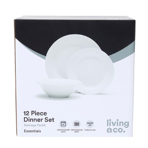 Living & Co Essentials Dinner Set White 12 Piece