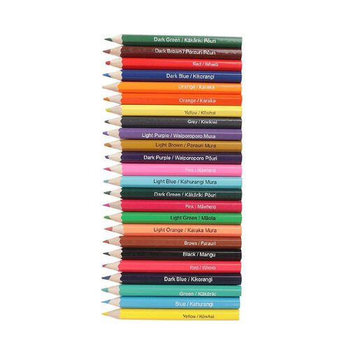 Kookie Te Reo Half Size Coloured Pencils Multi-Coloured 24 Pack