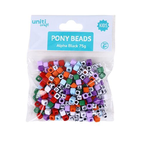 Uniti Pony Beads Alpha Black 75gm Uniti Pony Beads Alpha Black 75gm