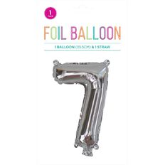 Hoorah Foil Balloon #7 Silver 35cm