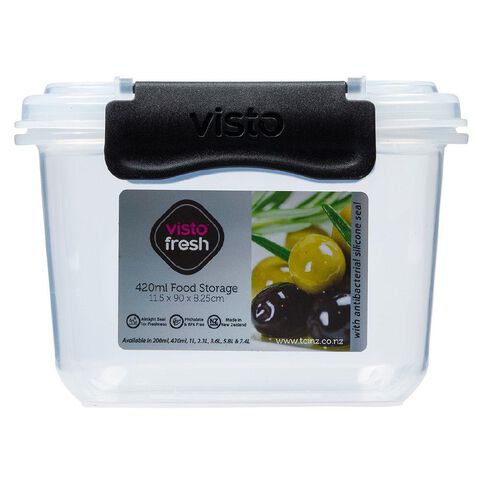 Visto Fresh Storage Container Clear/Charcoal Clips 420ml
