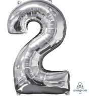 Anagram Mid-Size Shape Silver Number 2 Balloon
