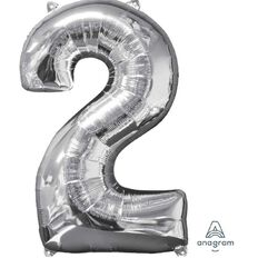 Amscan Mid-Size Shape Silver Numeral 2