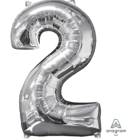 Amscan Mid-Size Shape Silver Numeral 2