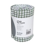 Living & Co Tea Towel Set Dobby Mixed 8 Pack Multi-Coloured