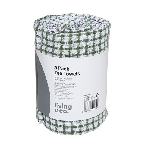 Living & Co Tea Towel Set Dobby Mixed 8 Pack Multi-Coloured