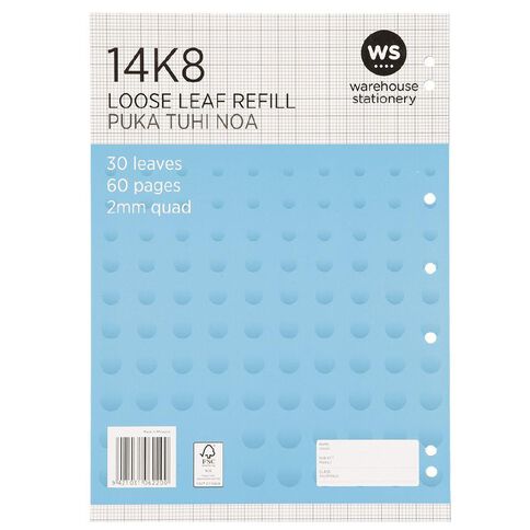 WS Pad Refill 14K8 2mm Quad 30 Leaf Punched
