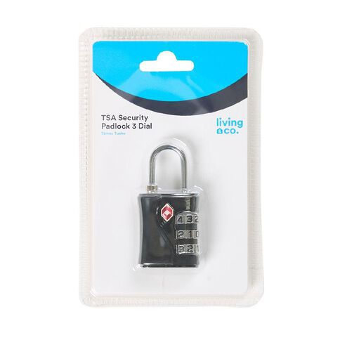 Living & Co TSA Security Padlock 3 Dial Black