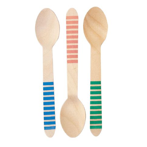 SURV. Wooden Printed Cutlery Set Multi-Coloured 18 Pack