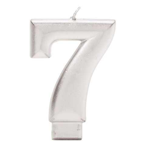 Candle Metallic Numeral #7 Silver