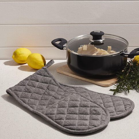 Living & Co Double Oven Glove Chambray Black 90cm x 17cm