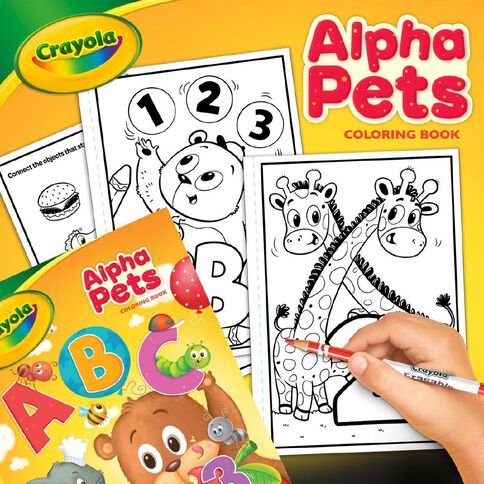 Crayola 96 Page Coloring Book with Stickers Alpha Pets