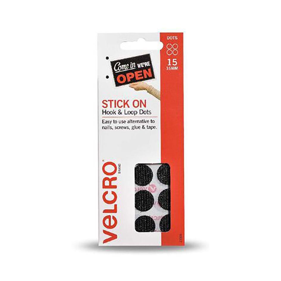 VELCRO Brand Hook Loop Stick On Mini Dots 15 Set Black