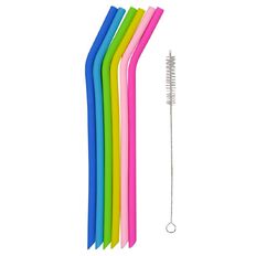 Living & Co Silicone Straws Multi-Coloured 6 Pack