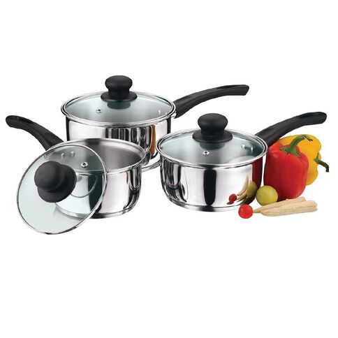 Living & Co Saucepan Stainless Steel 3 Piece Living & Co Saucepan Stainless Steel 3 Piece