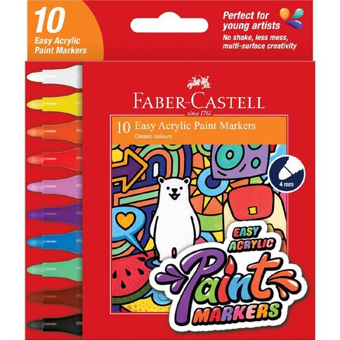 Faber-Castell Easy Acrylic Paint Marker Multi-Coloured 10 Pack