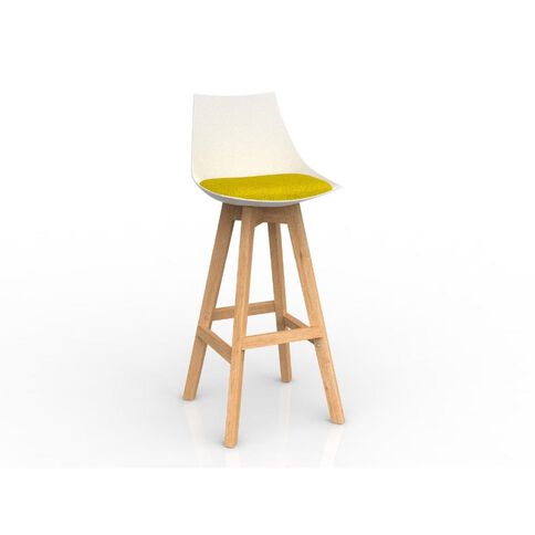 Luna White Bumblebee Oak Base Barstool Yellow Mid