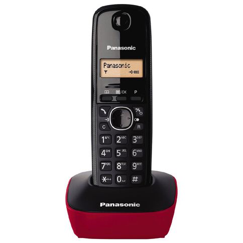Panasonic KX-TG1611 Single Cordless Handset Red Red Mid