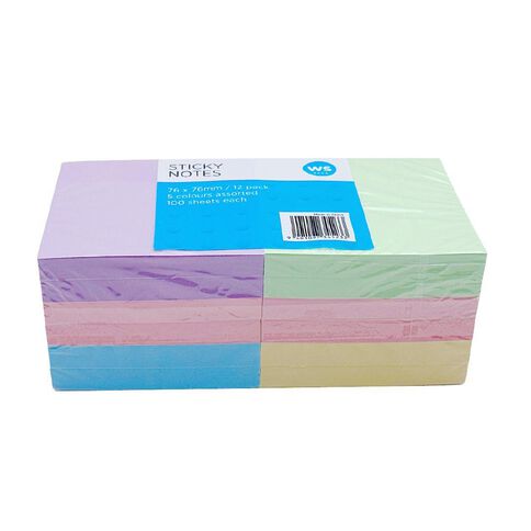 WS Sticky Notes 76mm x 76mm Multi-Coloured 12 Pack