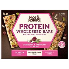 Nice & Natural Protein Whole Seed Bars Cranberry Raspberry 5 Pack
