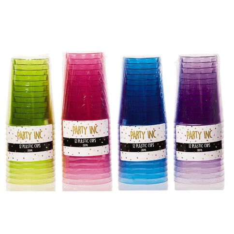 Party Inc Neon Cups 250ml 12 Pack Assorted