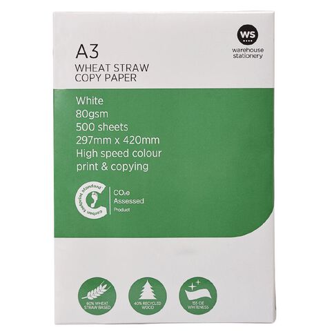 WS Photocopy Paper Wheat Based 80gsm 500 Sheet White A3