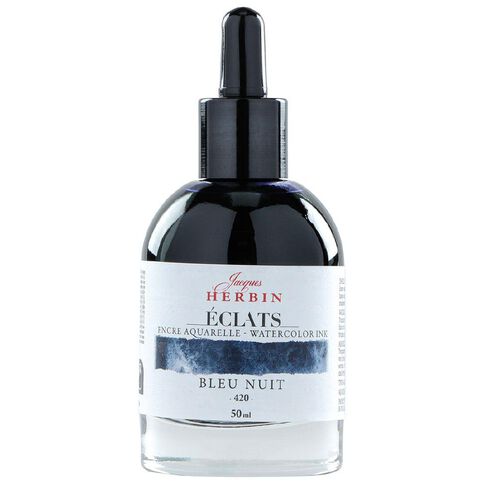 Jacques Herbin Eclats Watercolour Ink 420 50ml Midnight Blue Blue
