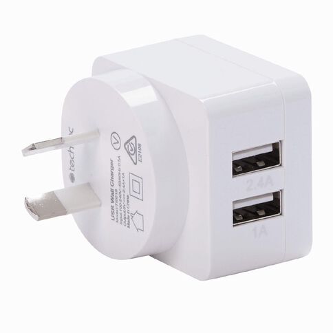 Tech.Inc Dual USB 3.4A Wall Charger 1A + 2.4A