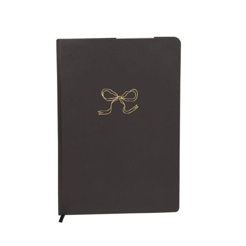 Uniti Stationery Urban Noir Bow Black A4 Hard Cover Notebook