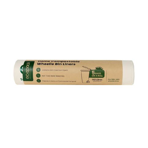 Ecopack Compostable Wheelie Bin Liners 140L 5 pack