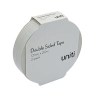 Uniti Double Sided Tape White 12mm x 20m 2 Pack