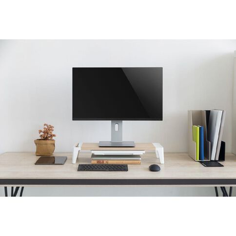 Bracom Universal Tabletop Monitor Riser with drawer White