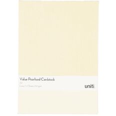 Uniti Value Cardstock Pearlized 250gsm 12 Sheets Ivory A4