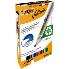 Bic Velleda Whiteboard Marker Bullet Tip Assorted 4 Pack